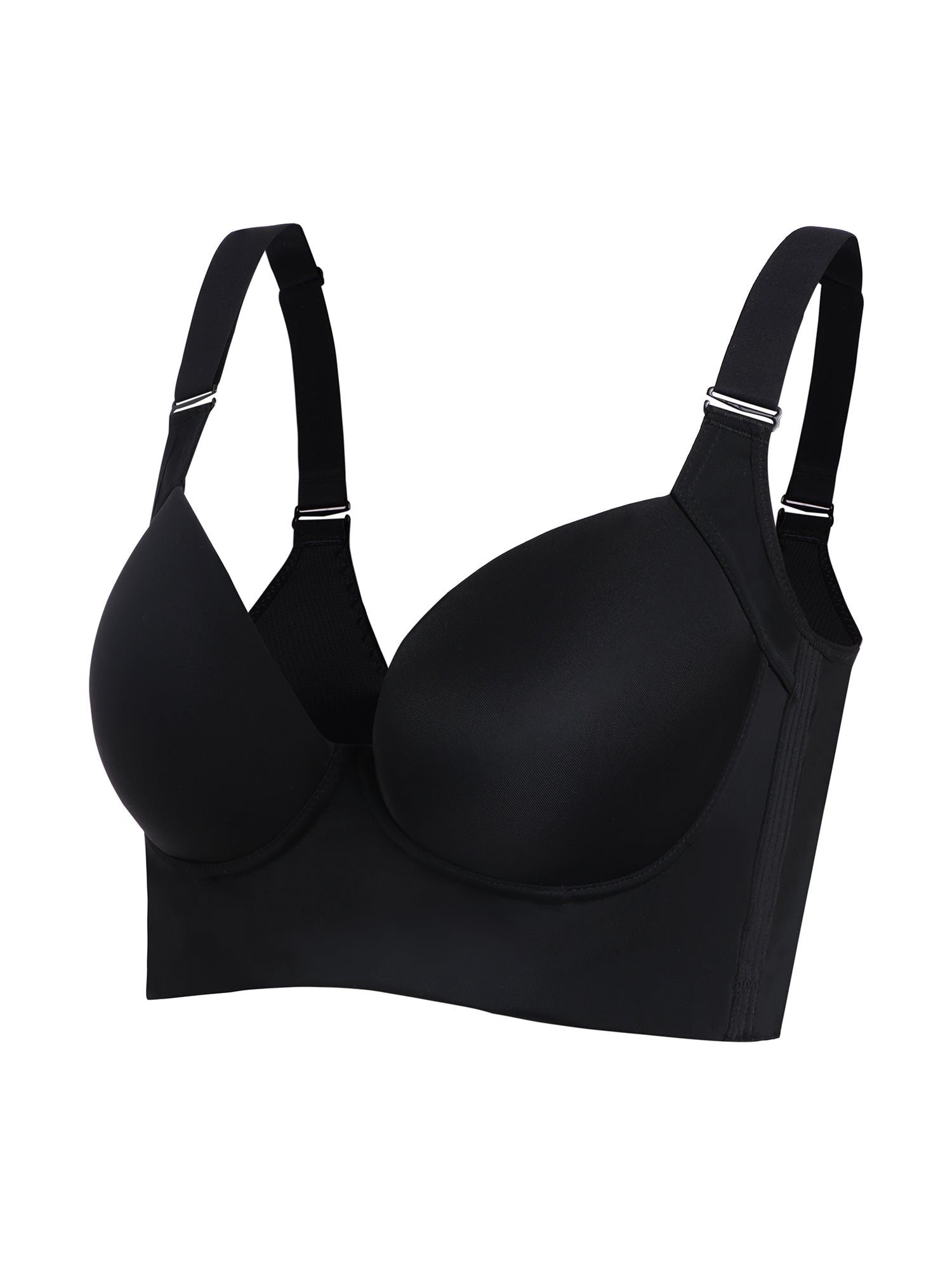 POKARLA Bras for Women Seamless Wireless Full-Coverage Adjustable Straps  Stretchy Underarm Smoothing Lightly Lined Bra,Black,Small at  Women's  Clothing store